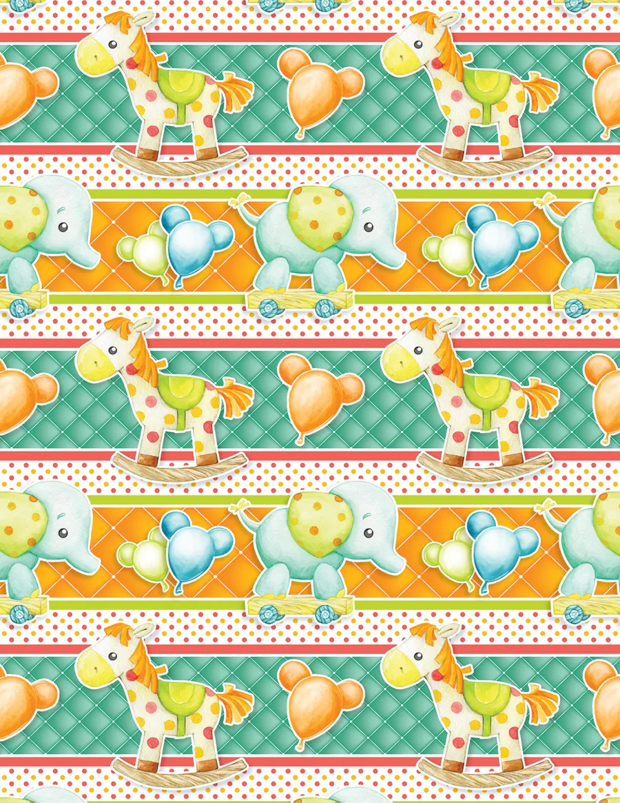 Animalitos y Globos — Papel de regalo animalitos y globos en tonos suaves. Ideal para baby shower, nacimientos y regalos para bebé.