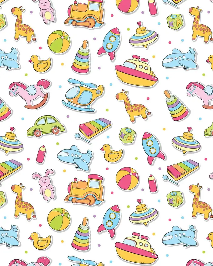 Juguetes Amontonados — Papel de regalo con motivo de juguetes amontonados, ideal para regalos de toda ocasión.