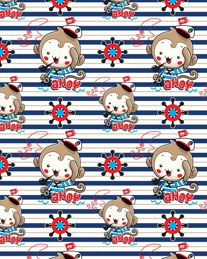 Monito — Papel de regalo con motivo de monito, disponible en nuestra colección de papel de regalo.