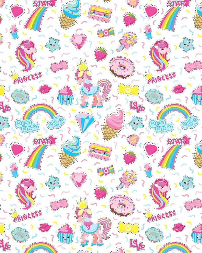 Ponys y Confites — Papel de regalo con motivo de ponys y confites, pensado para destacar en tu vitrina.