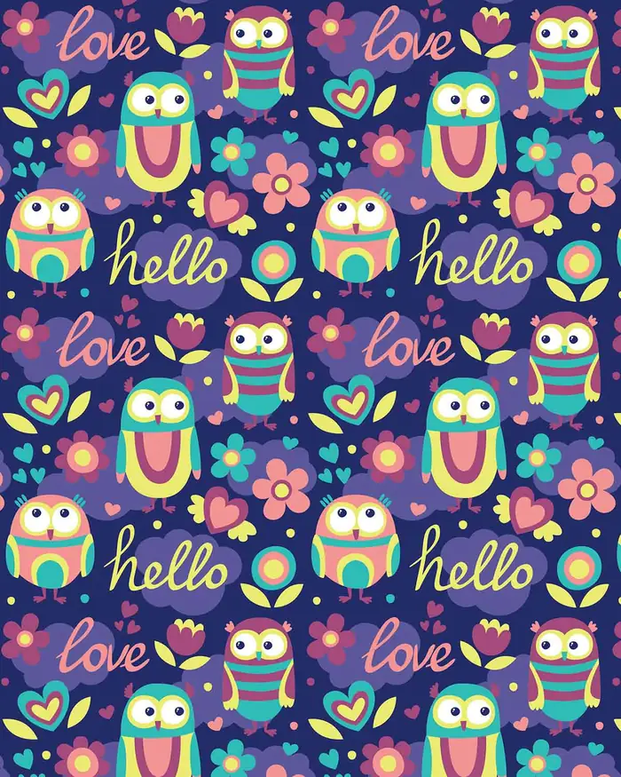 Buhos y Flores — Papel de regalo con motivo de buhos y flores, ideal para regalos de toda ocasión.