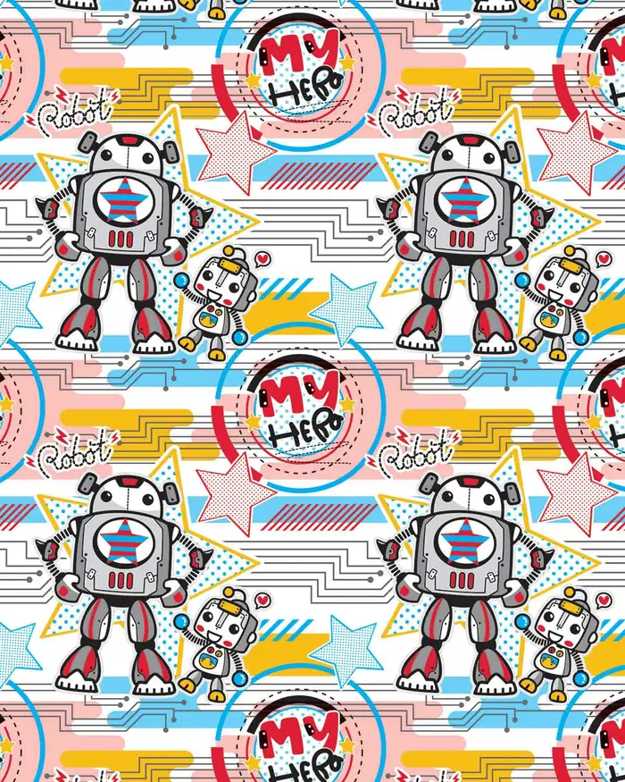 Padre E Hijo Robots — Papel de regalo con motivo de padre e hijo robots, un diseño versátil para tu negocio.