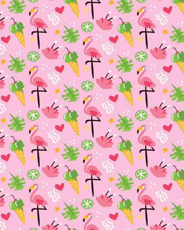 Flamingos y Helados — Papel de regalo con motivo de flamingos y helados, ideal para regalos de toda ocasión.