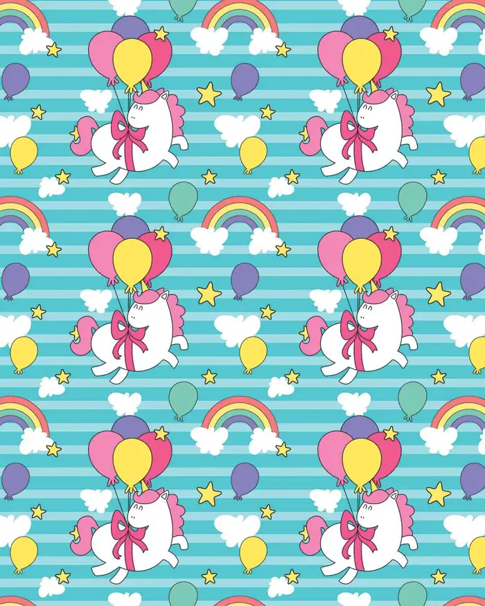 Unicornios en Globos — Papel de regalo con motivo de unicornios en globos, pensado para destacar en tu vitrina.