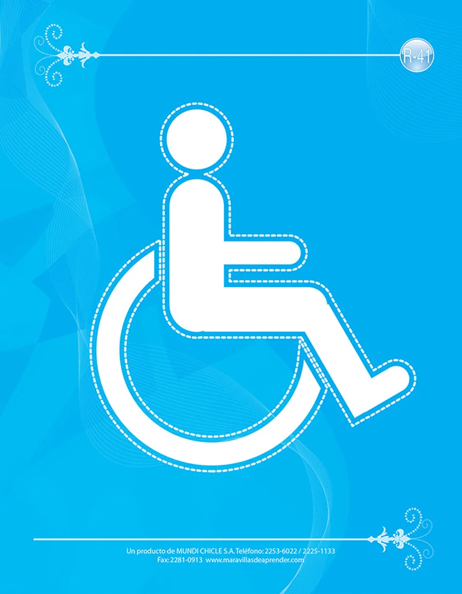 Accesibilidad (R-41) — Rótulo emplasticado de señalización de acceso para personas con discapacidad.